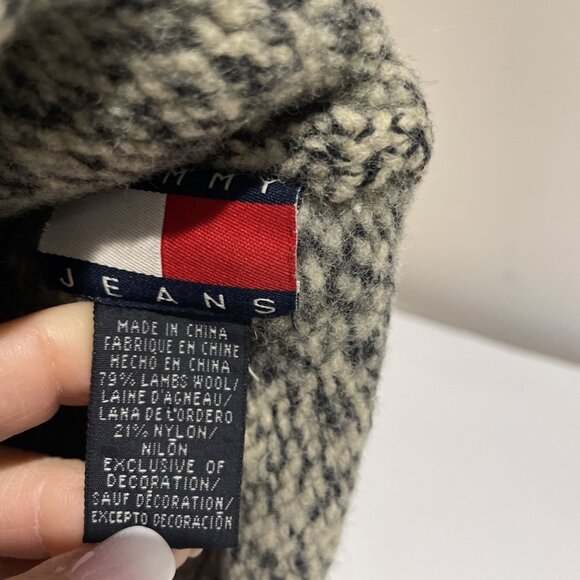 Vintage 90s Tommy Jeans Skull Beanie Hat Gray Lambswool Da Ali G Unisex Gorpcore - Picture 7 of 7